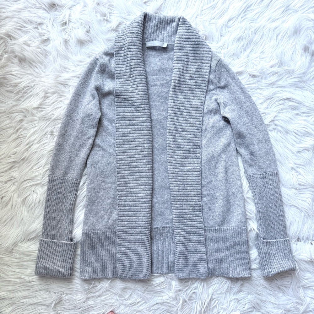 VINCE Cashmere Wool Blend Open Cardigan Sweater Shawl Gray Cozy Cabincore XS